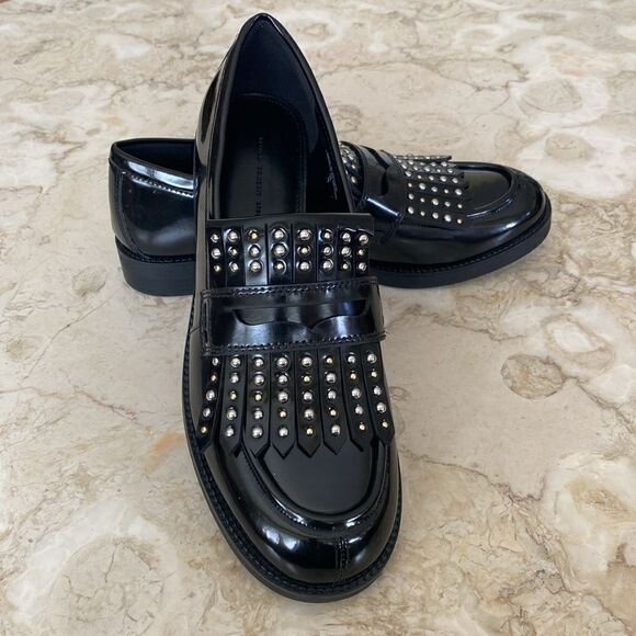 NWOT Design Concepts Studio Patent Leather Studded Loafers - Picture 1 of 14